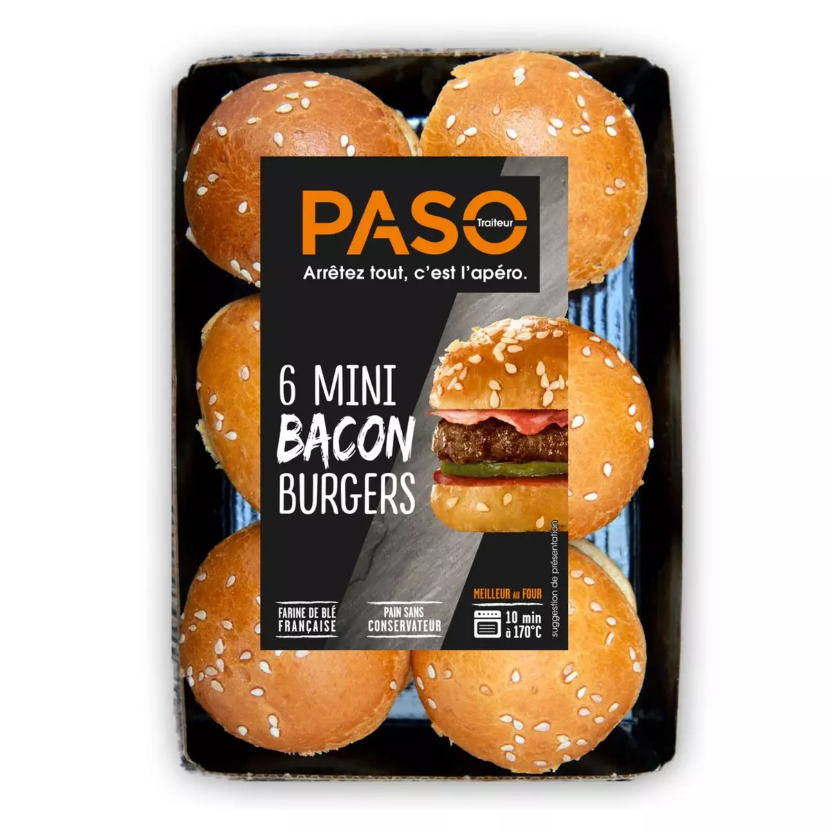 PASO Mini bacon burgers 6 pièces 210g