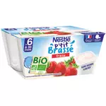 NESTLE P'tit brassé petit pot dessert lacté fraise bio dès 6 mois 4x90g
