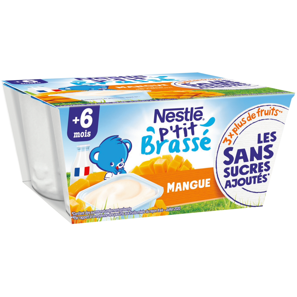 NESTLE P'tit brassé petit pot dessert lacté mangue dès 6 mois 4x100g