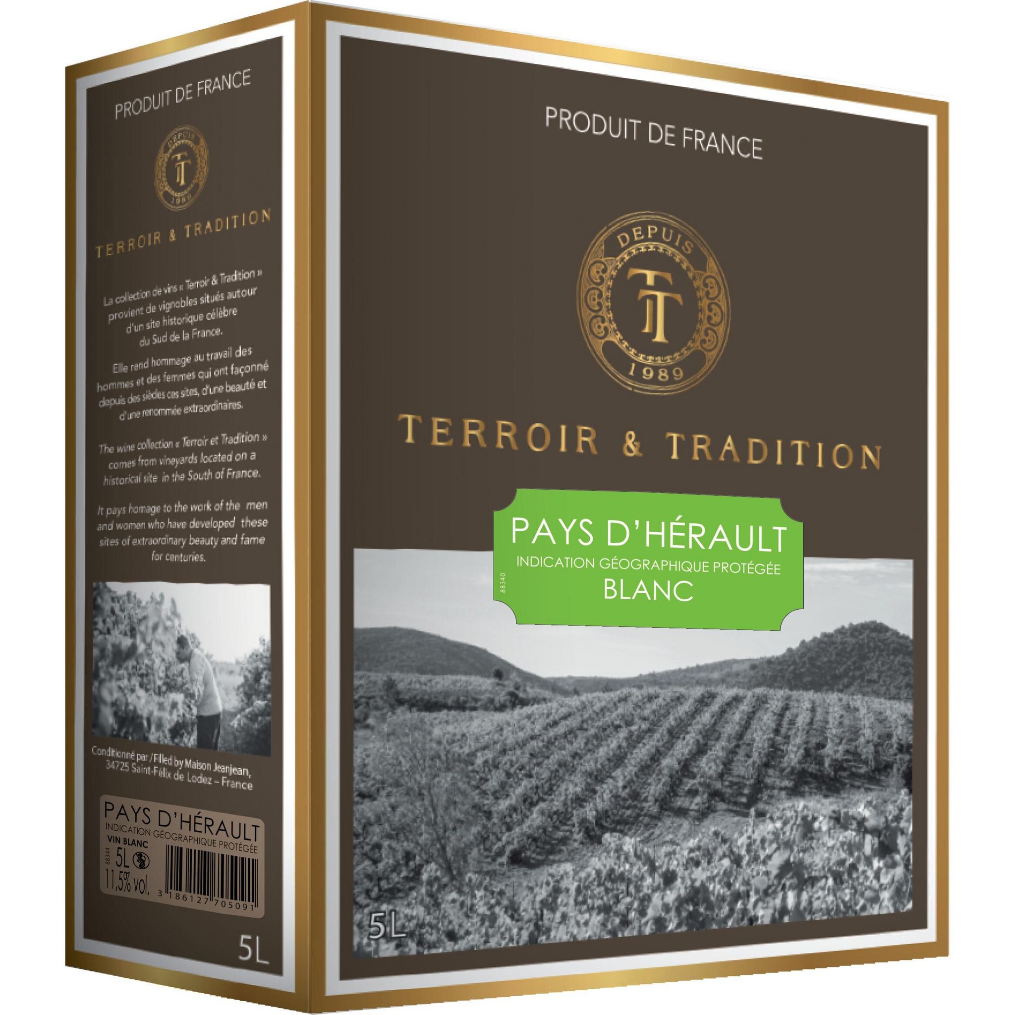 Voir la diapositive 2 : IGP Pays d'Hérault Terroir et Tradition blanc BIB / CUBI 3L