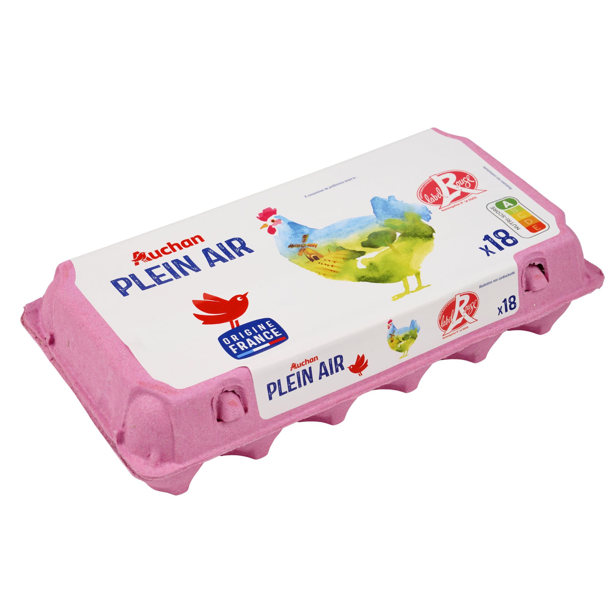 Voir la diapositive 3 : AUCHAN Oeufs de poules élevées en plein air Label Rouge 18 pièces