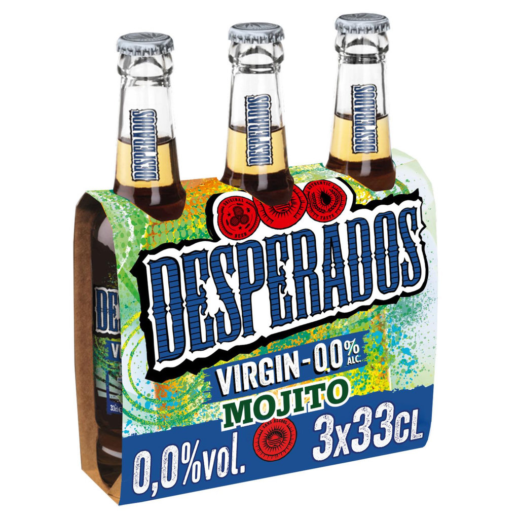 DESPERADOS Bière blonde arôme Virgin mojito sans alcool 0,0% bouteilles 3x33cl
