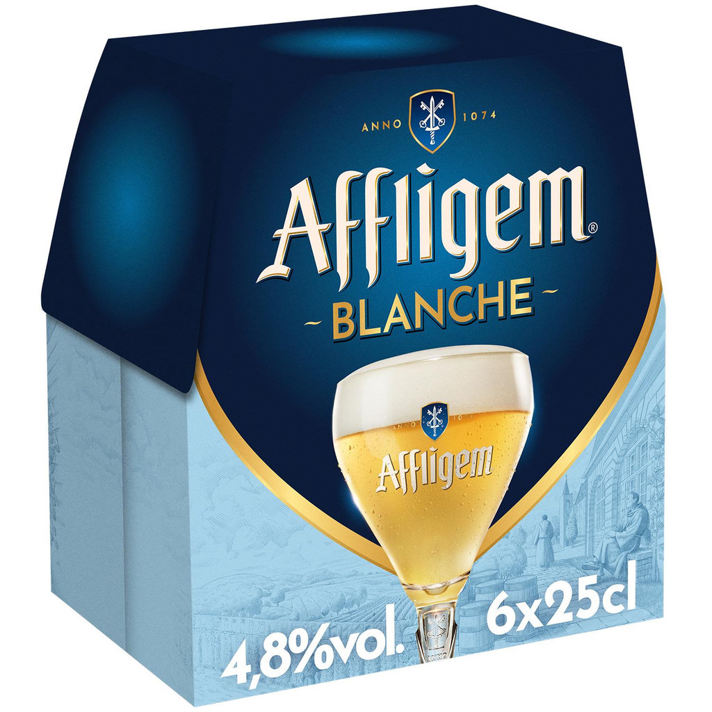 AFFLIGEM Bière blanche belge légère d'abbaye 4.8% pack bouteilles 6x25cl