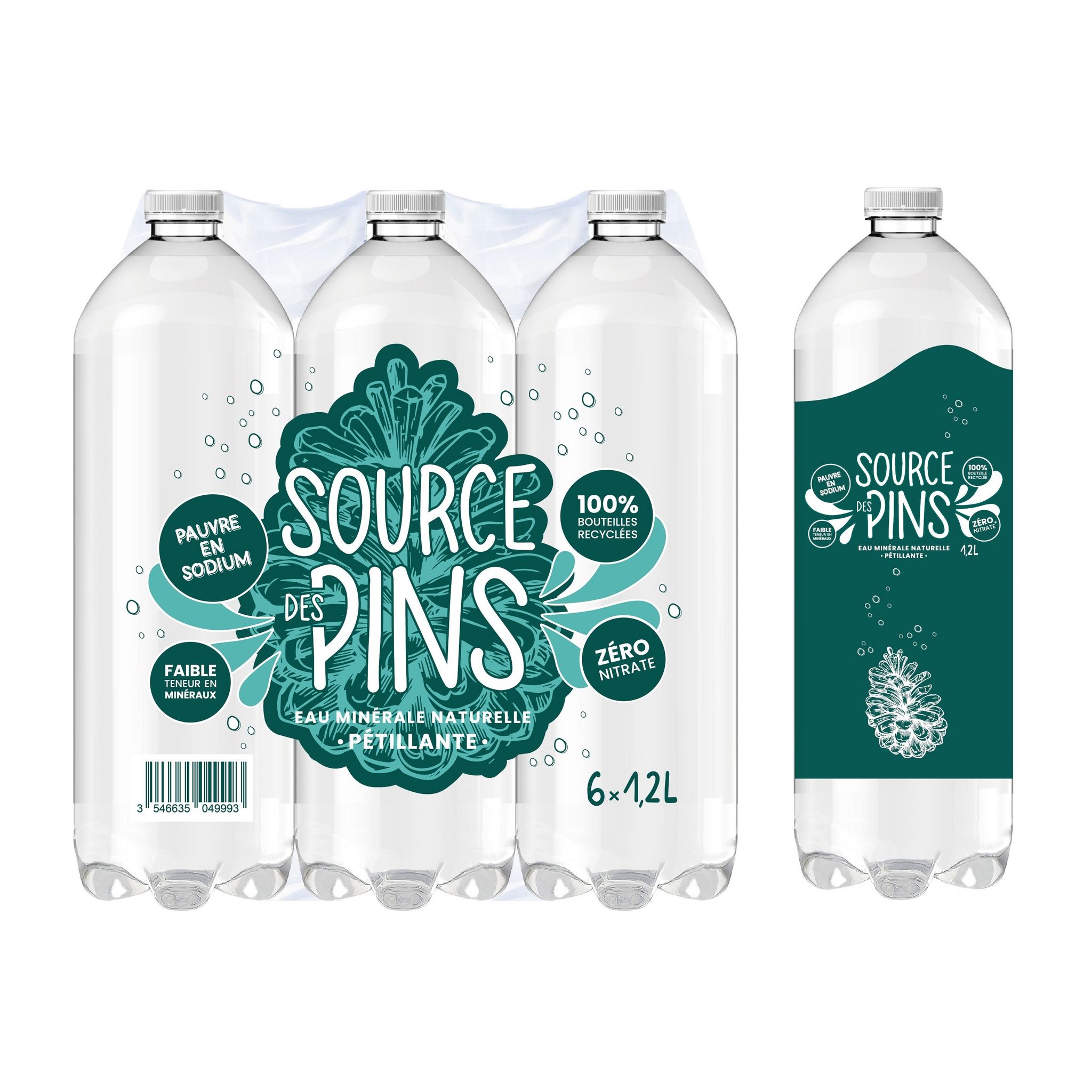 SOURCE DES PINS Eau minérale naturelle pétillante 6x1.2l