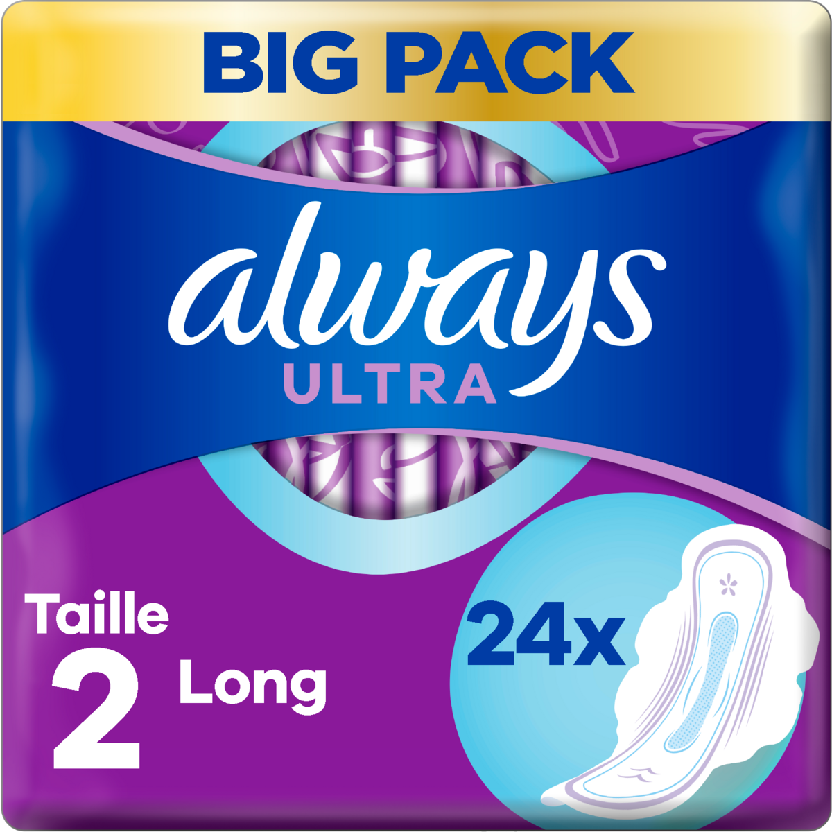 ALWAYS ultra serviettes hygiéniques long avec ailettes taille 2  24 serviettes