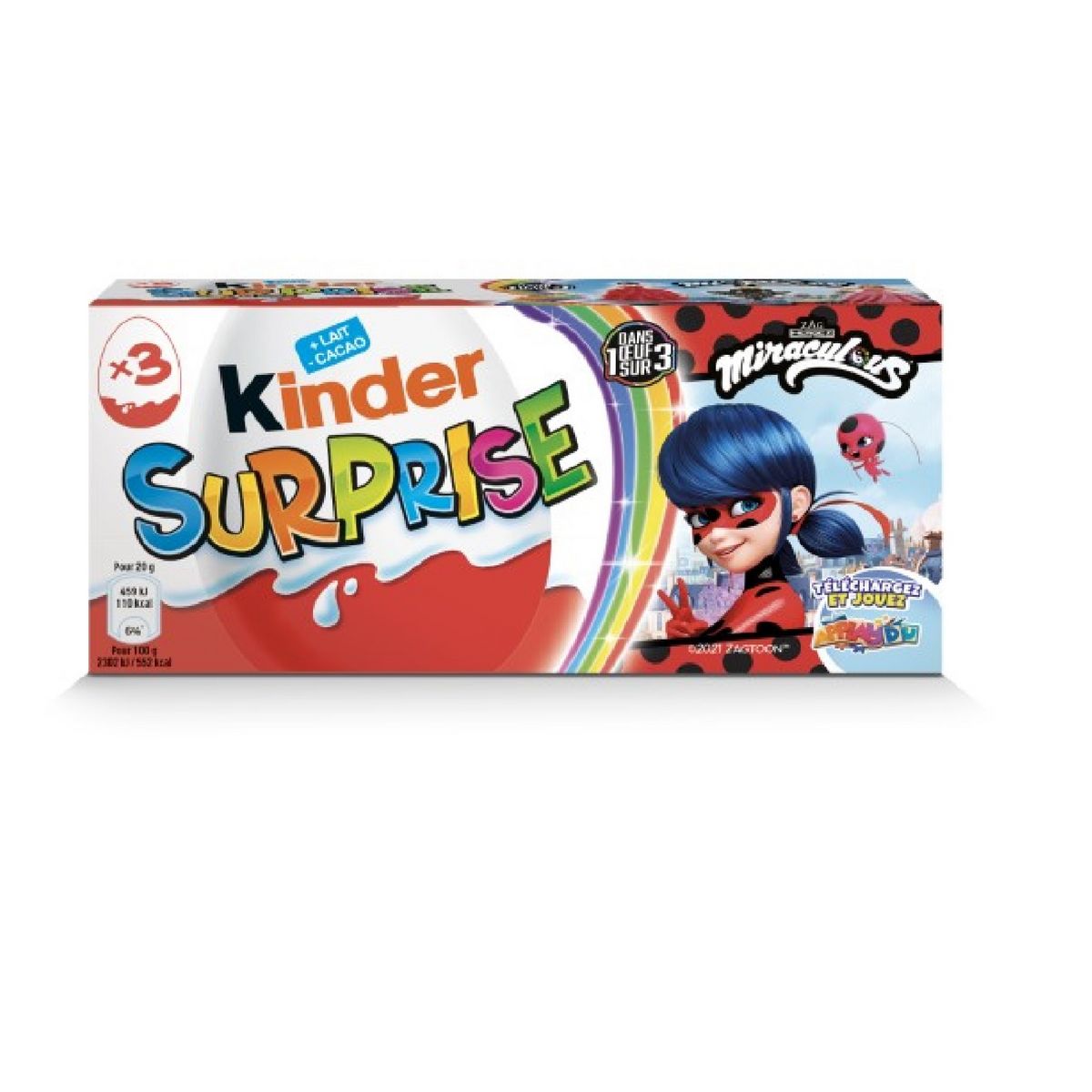 KINDER Œufs surprise fille Miraculous 3 pièces  60g
