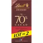 LINDT Dessert tablette de chocolat noir intense 70% cacao 2 pièces 2x100g