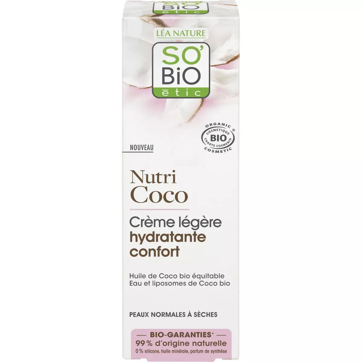 SO BIO ETIC Crème légère hydratante confort à l'huile de coco bio peaux normales à sèches 50ml