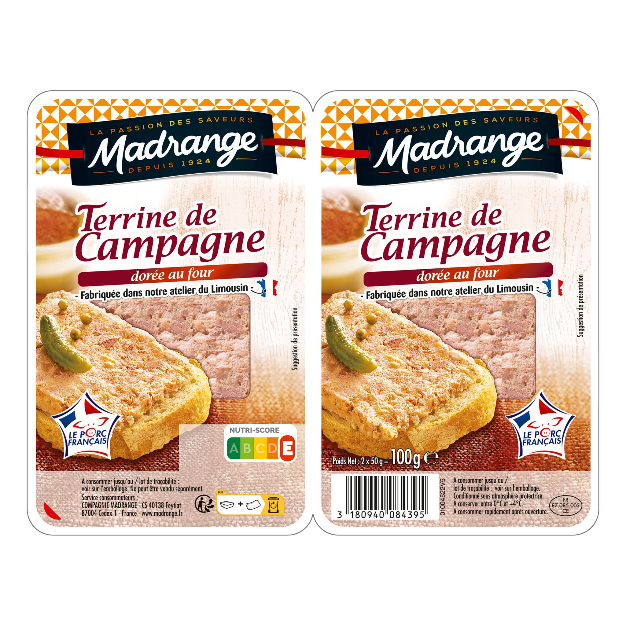 MADRANGE Terrine de campagne 2x50g pas cher Auchan.fr
