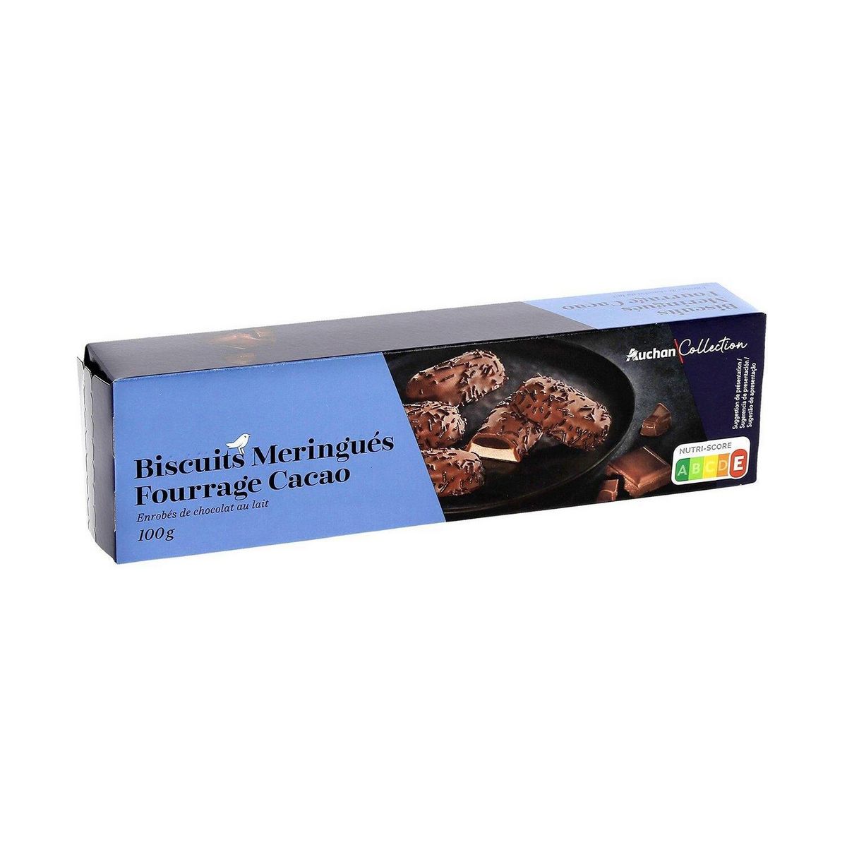 AUCHAN COLLECTION Biscuits meringués fourrage cacao 100g