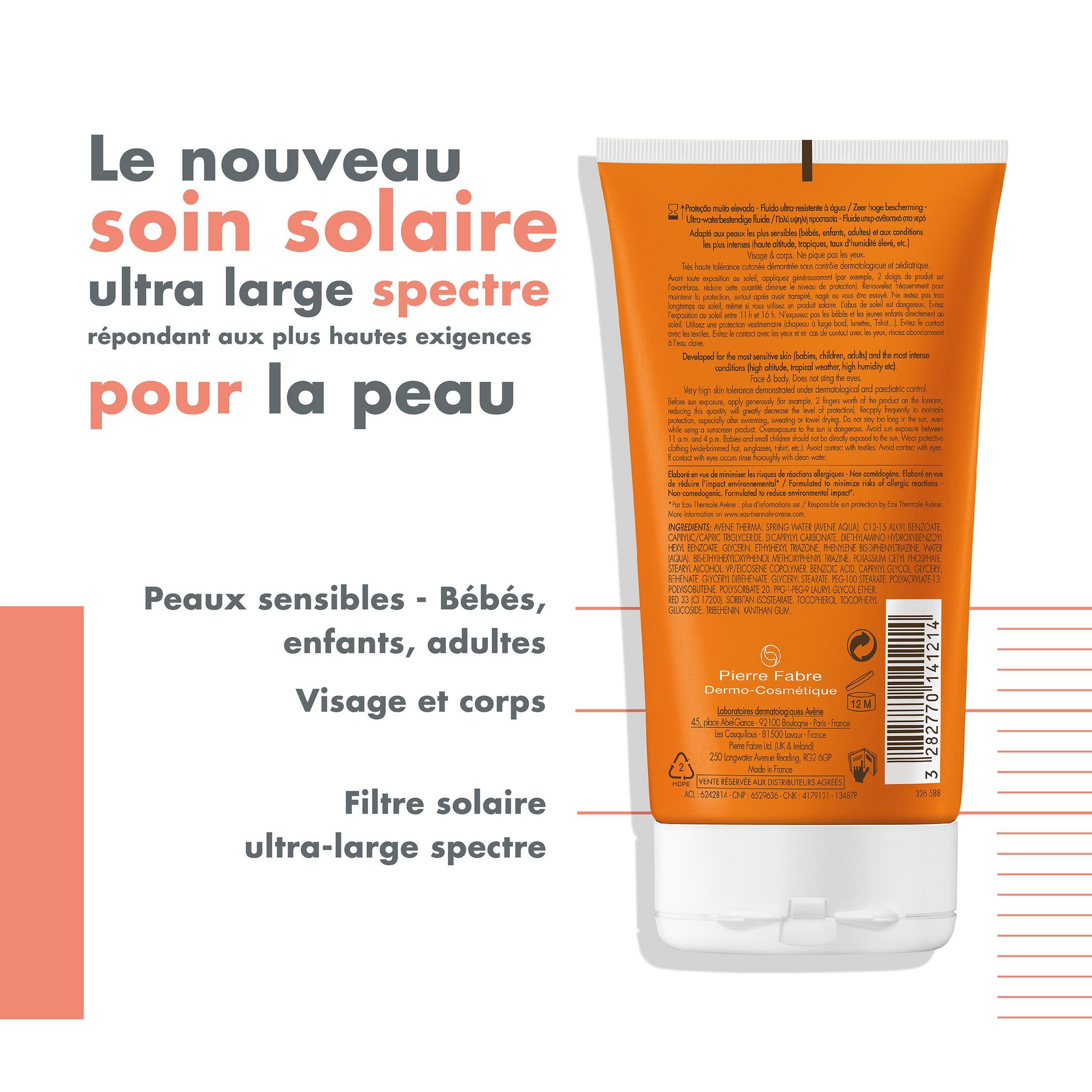 Voir la diapositive 2 : AVÈNE Solaire Intense protect SPF50+ peaux sensibles 150ml