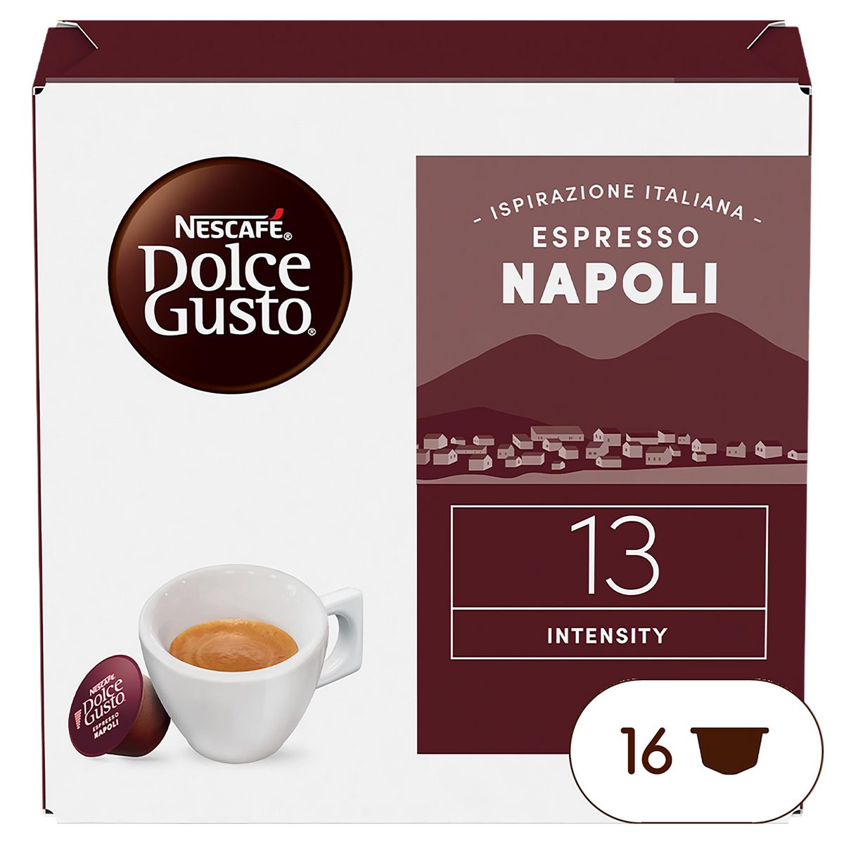 DOLCE GUSTO Capsules de café Espresso Napoli intensité 13 compatibles Dolce Gusto 16 capsules 128g