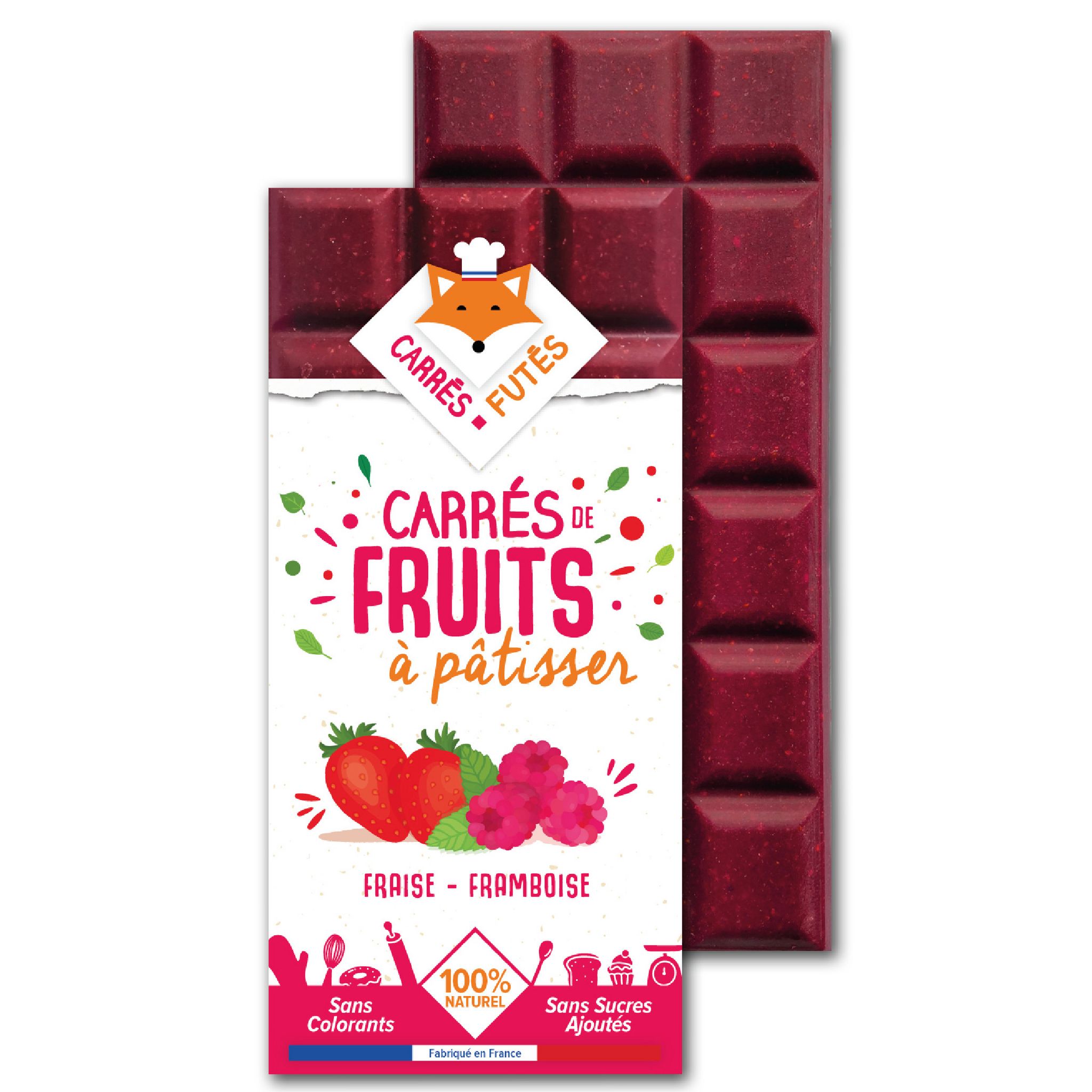 CARRES FUTES Carrés de fruits à pâtisser fraise framboise sans colorants ni sucres ajoutés 70g