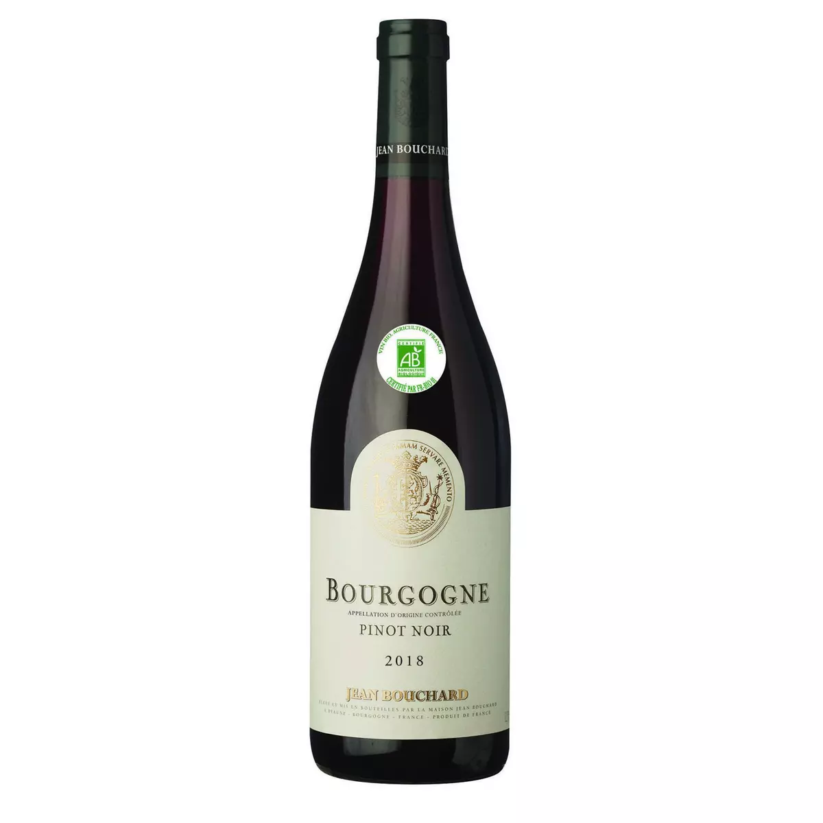 Vin rouge AOP Bourgogne pinot noir Jean Bouchard bio 2018 75cl