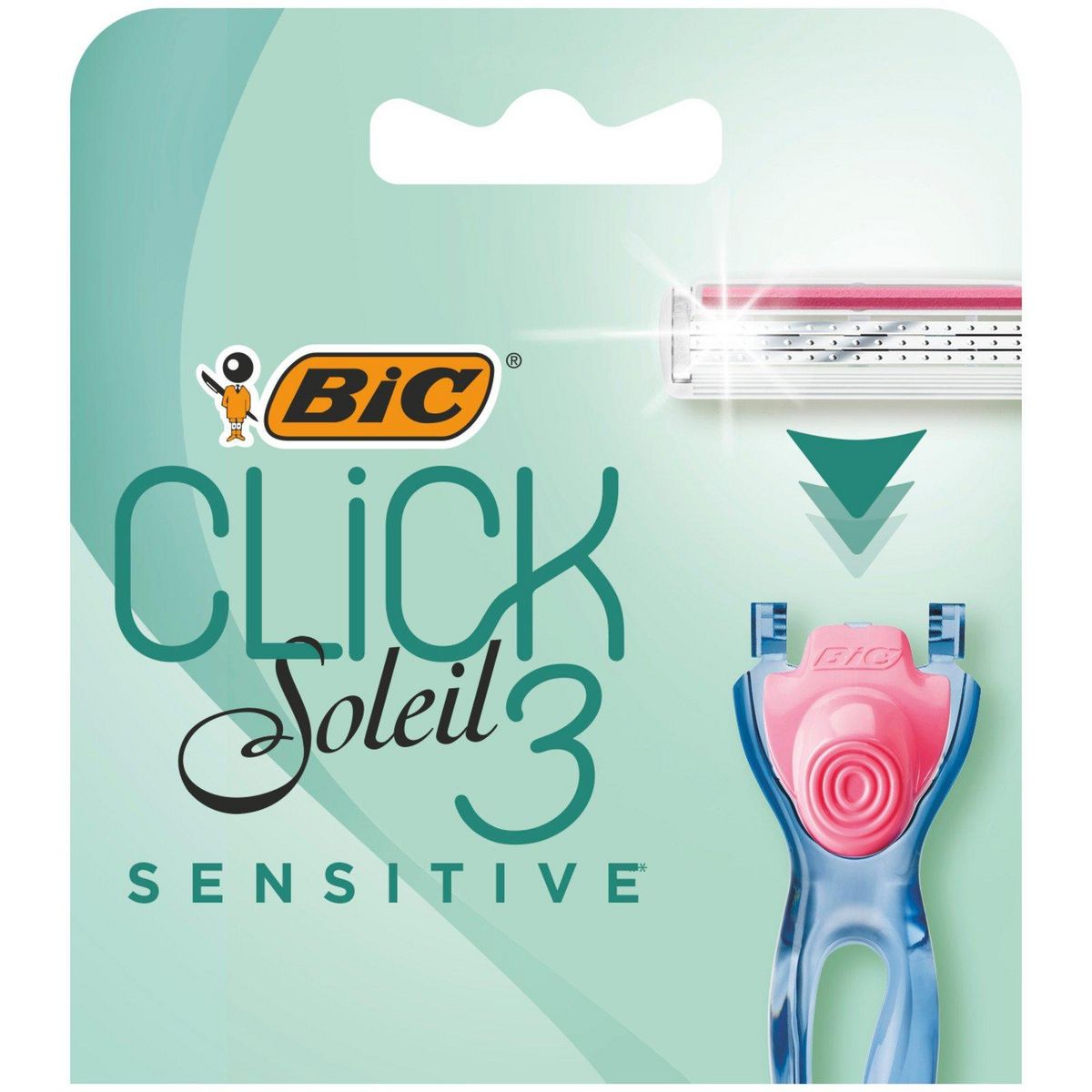 BIC Recharge lames de rasoir système clic soleil 3 sensitive 4 recharges