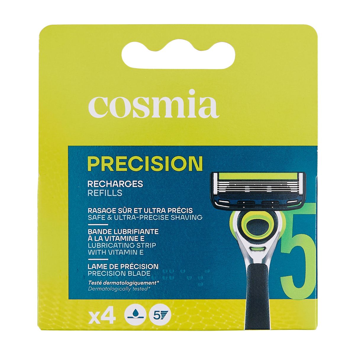 COSMIA MEN Recharge 5 lames compatibles rasoirs Activ3 et Précision 4 recharges