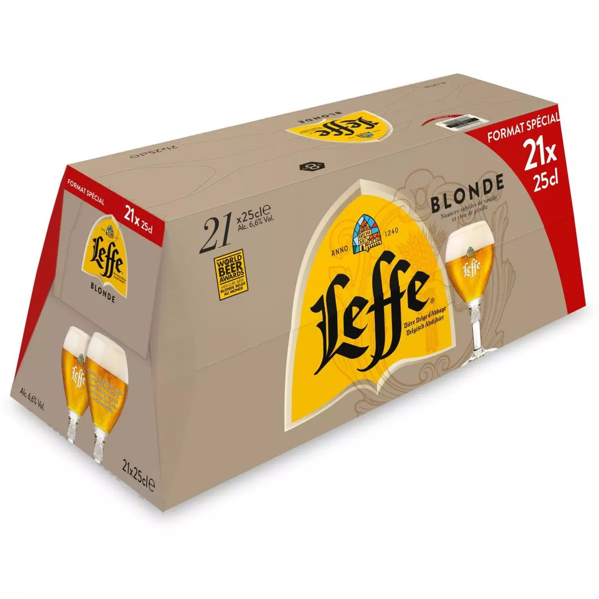 LEFFE Bière blonde 6.6% bouteilles 21x25cl