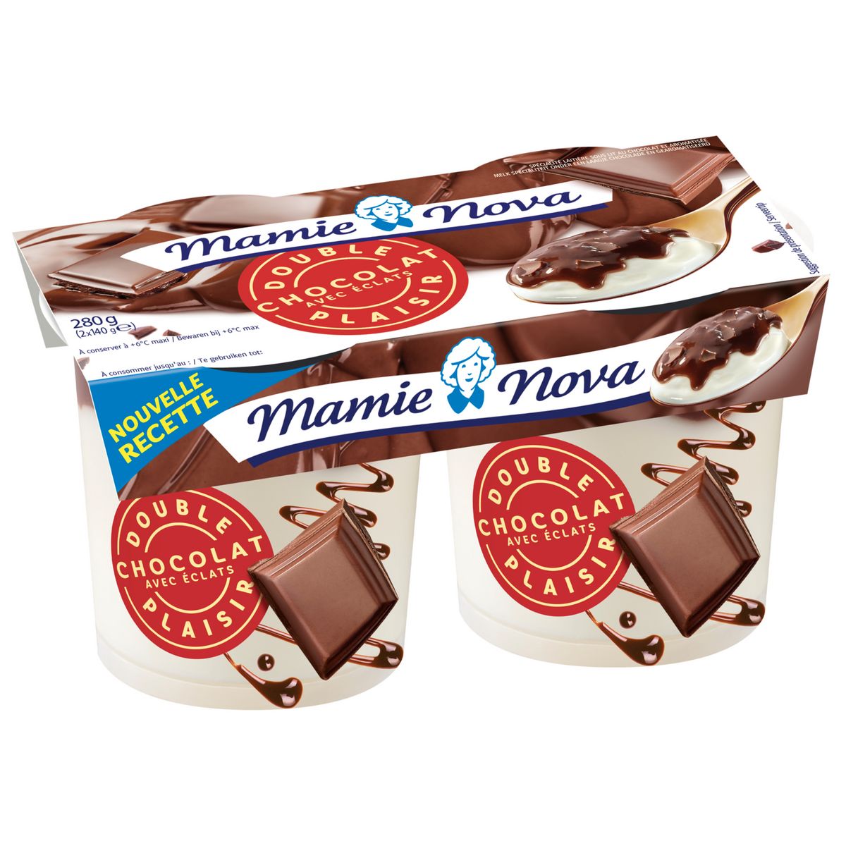 MAMIE NOVA Double Plaisir - Yaourt sur lit de chocolat avec éclats 2x140g