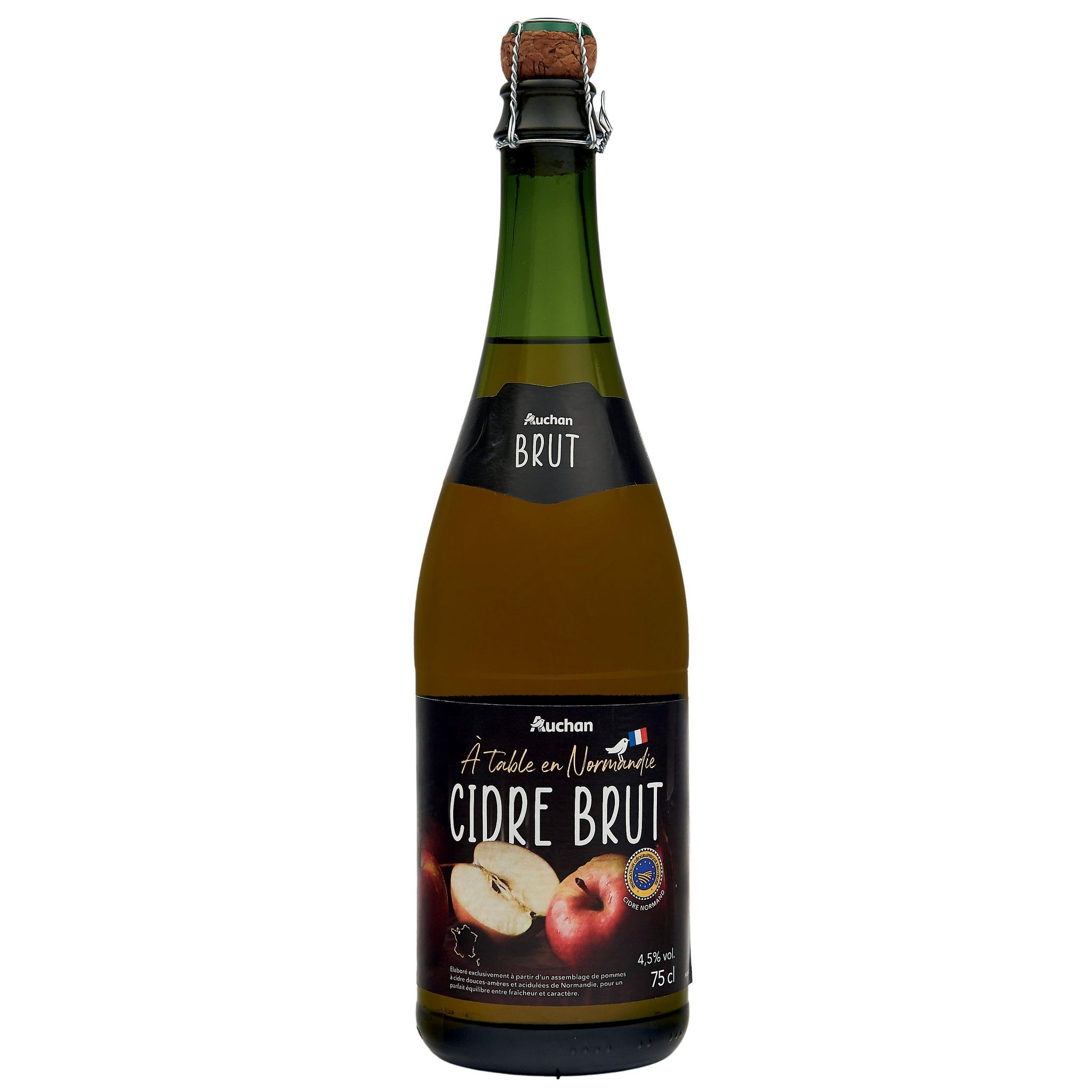 Voir la diapositive 2 : AUCHAN TERROIR Cidre brut Terroir IGP Normandie 4.5% 75cl
