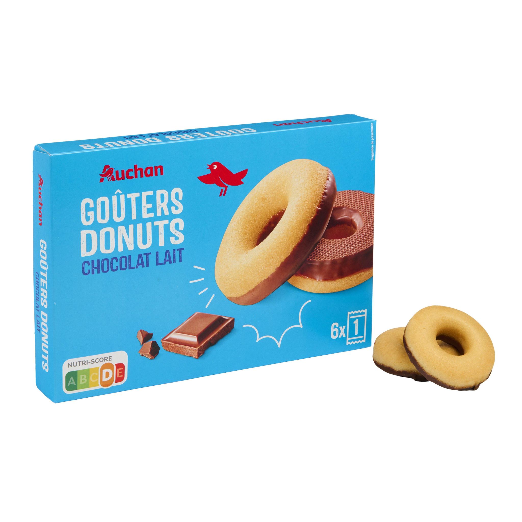 Voir la diapositive 3 : AUCHAN Goûter donuts nappés chocolat 6 gâteaux 180g