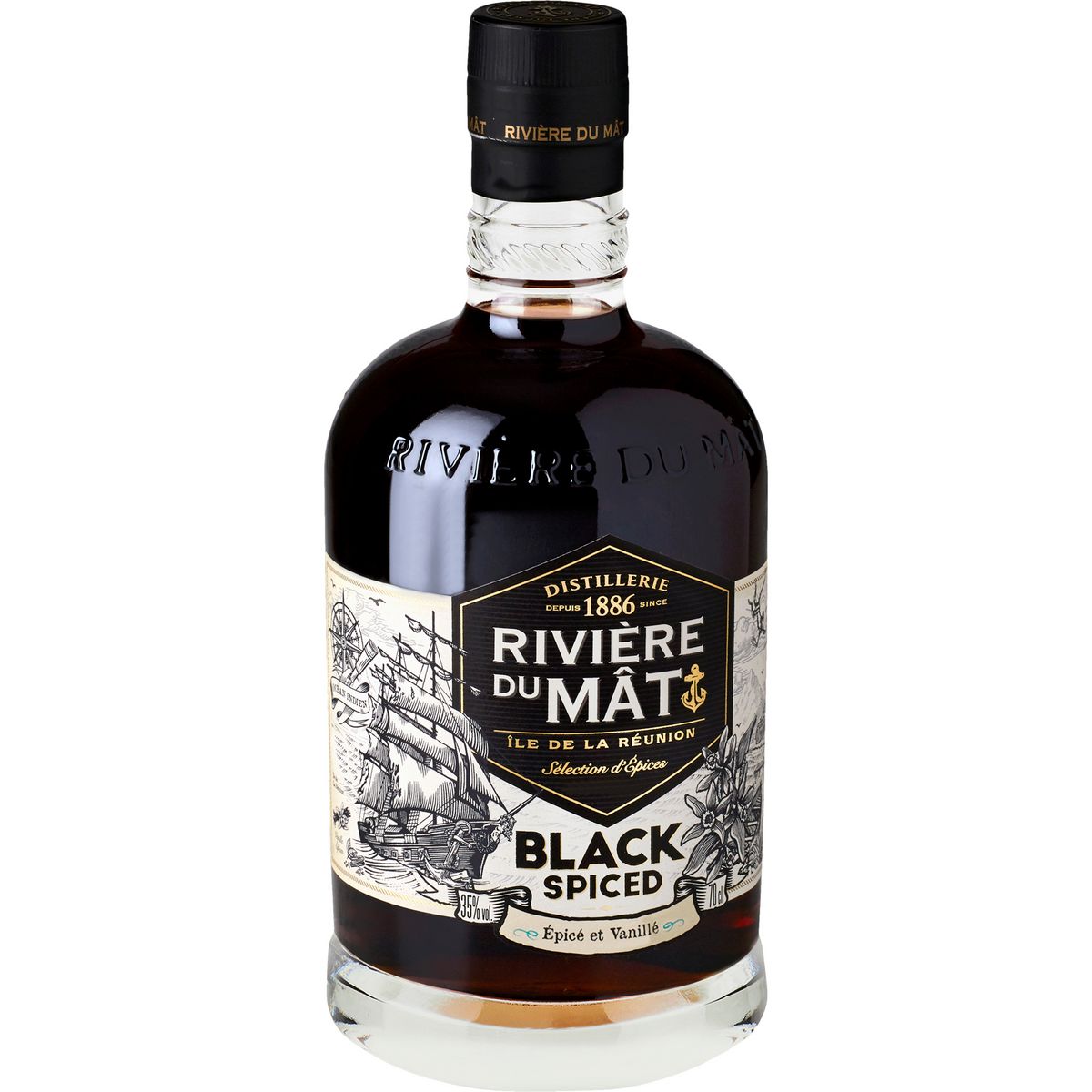 RIVIÈRE DU MAT Boisson à base de rhum Black spiced 35% 70cl