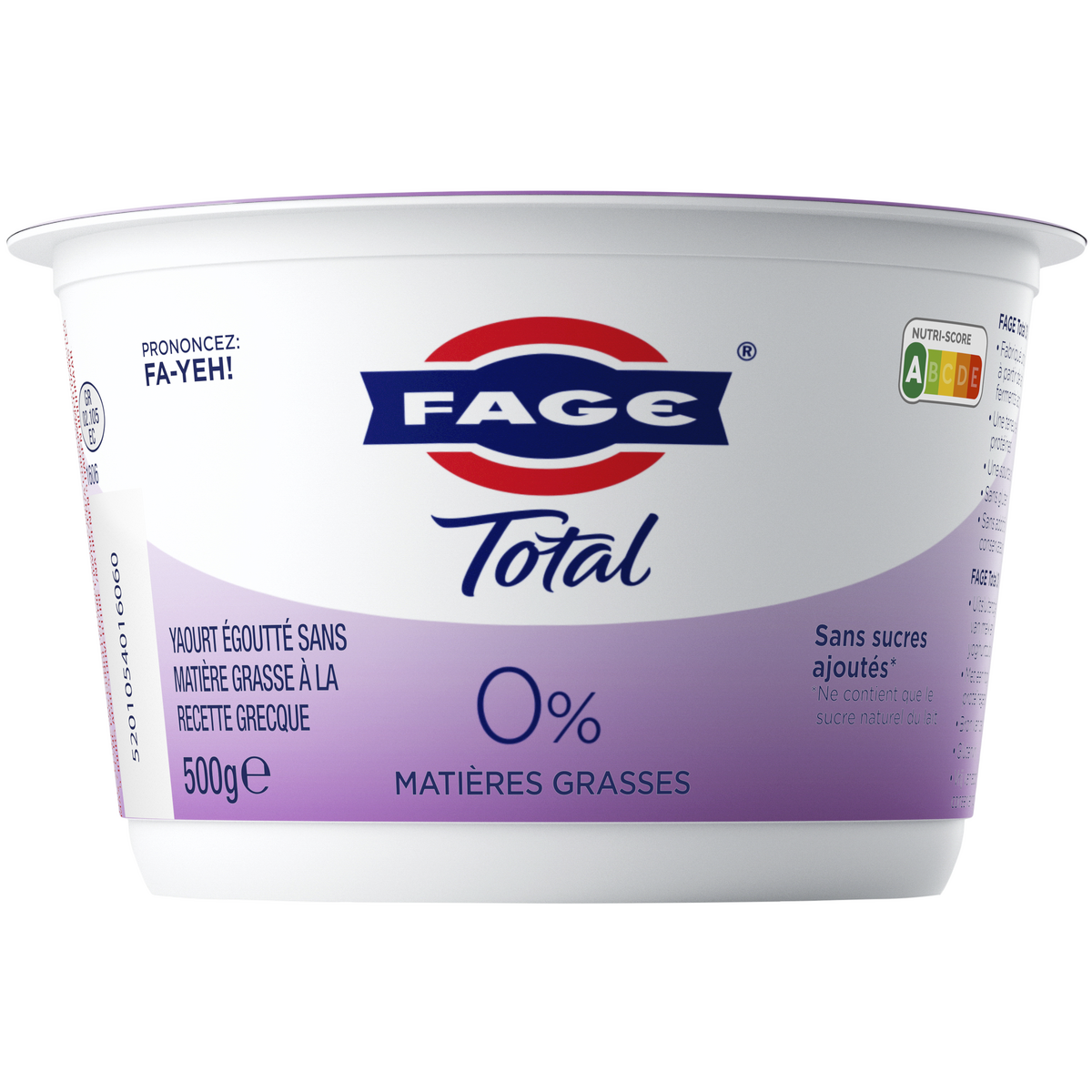 FAGE Total Yaourt sans matière grasse sans sucres ajoutés 500g