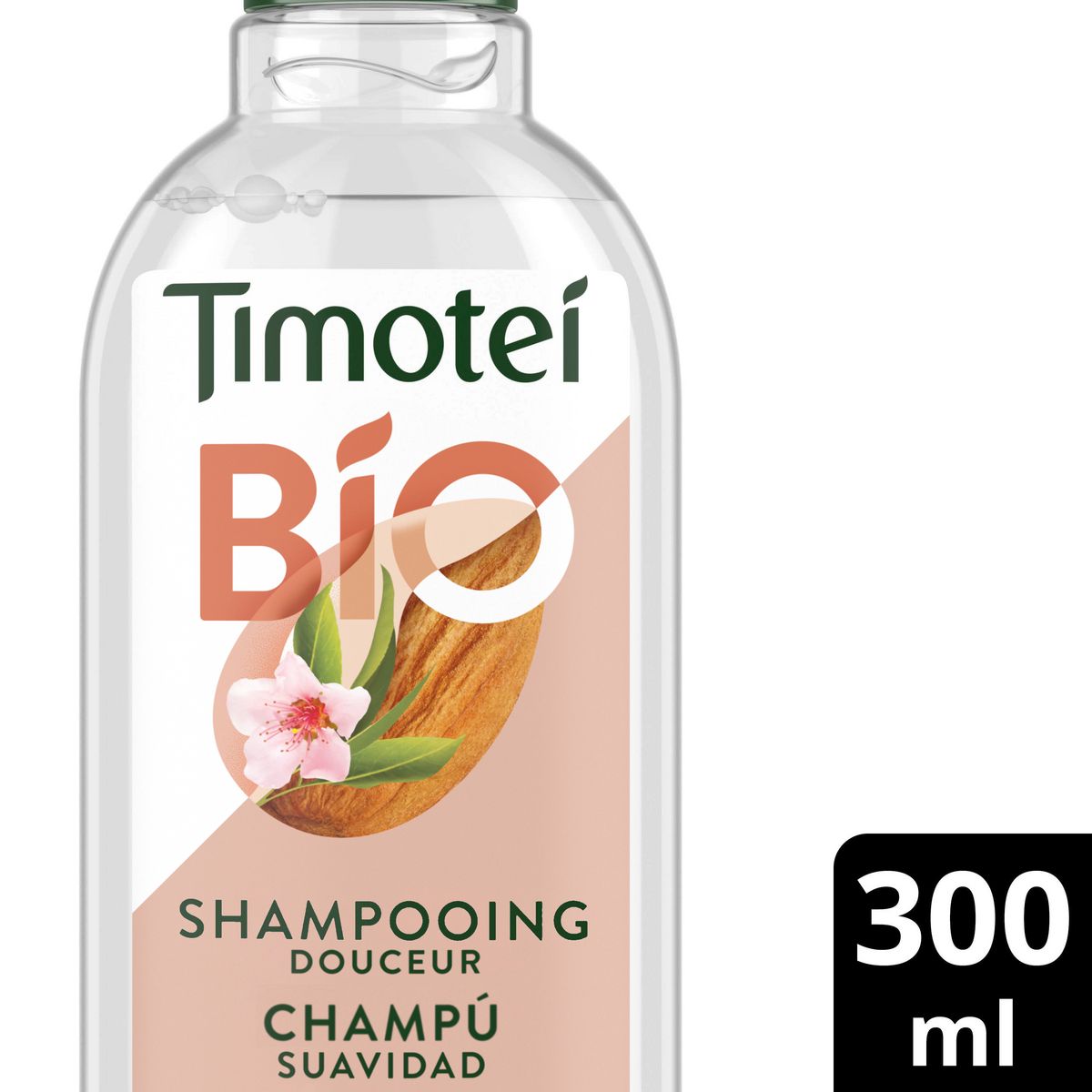 TIMOTEI Shampooing douceur bio au lait d'amande douce tous types de cheveux 300ml