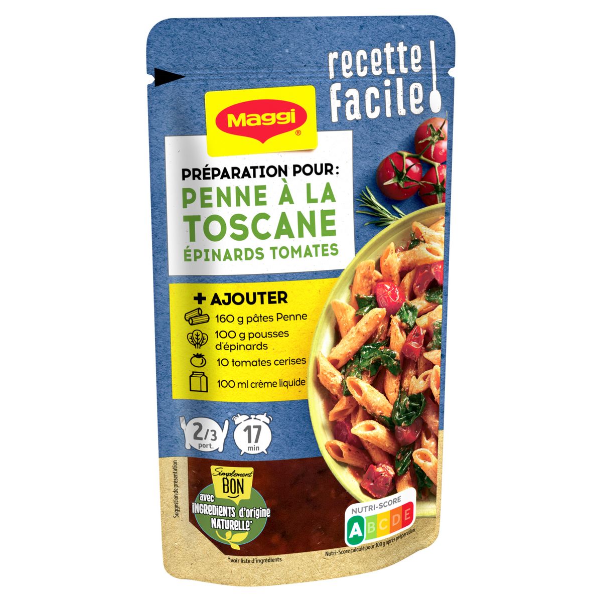 MAGGI Préparation pour penne à la Toscane épinards tomates 2/3 portions 65g