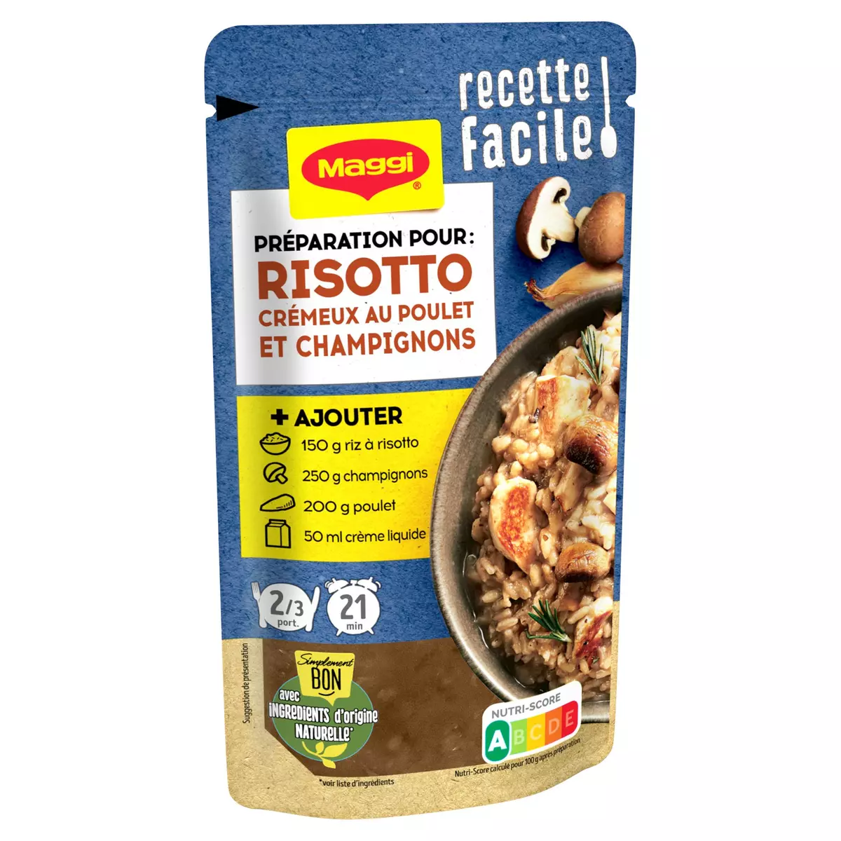 MAGGI Préparation pour risotto crémeux au poulet et champignons 2/3 portions 65g