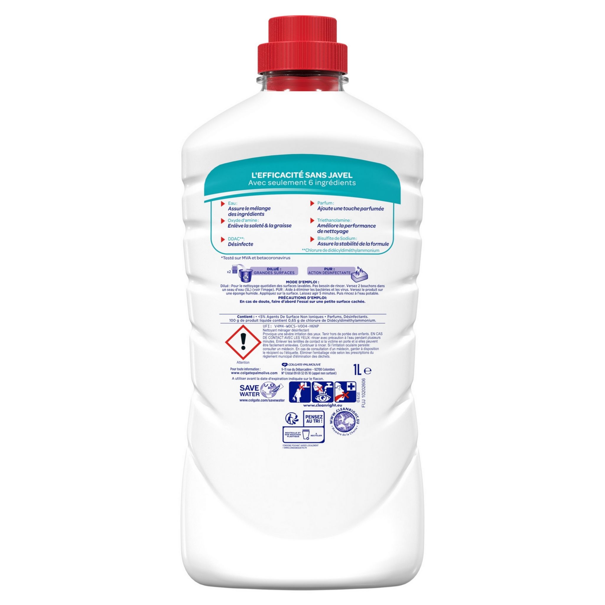 Voir la diapositive 3 : LA CROIX Nettoyant liquide désinfectant sans javel 1l