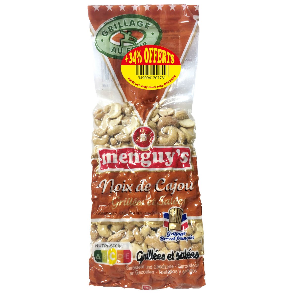 MENGUY'S Noix de cajou grillées et salées 300g+34%offerts 402g