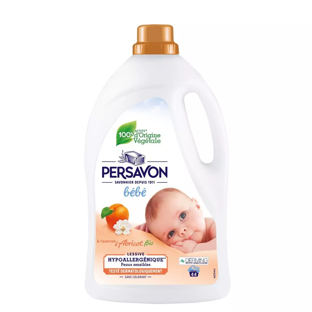 PERSAVON Lessive liquide spécial bébé à l'extrait d'abricot bio 44 lavages 2,2l