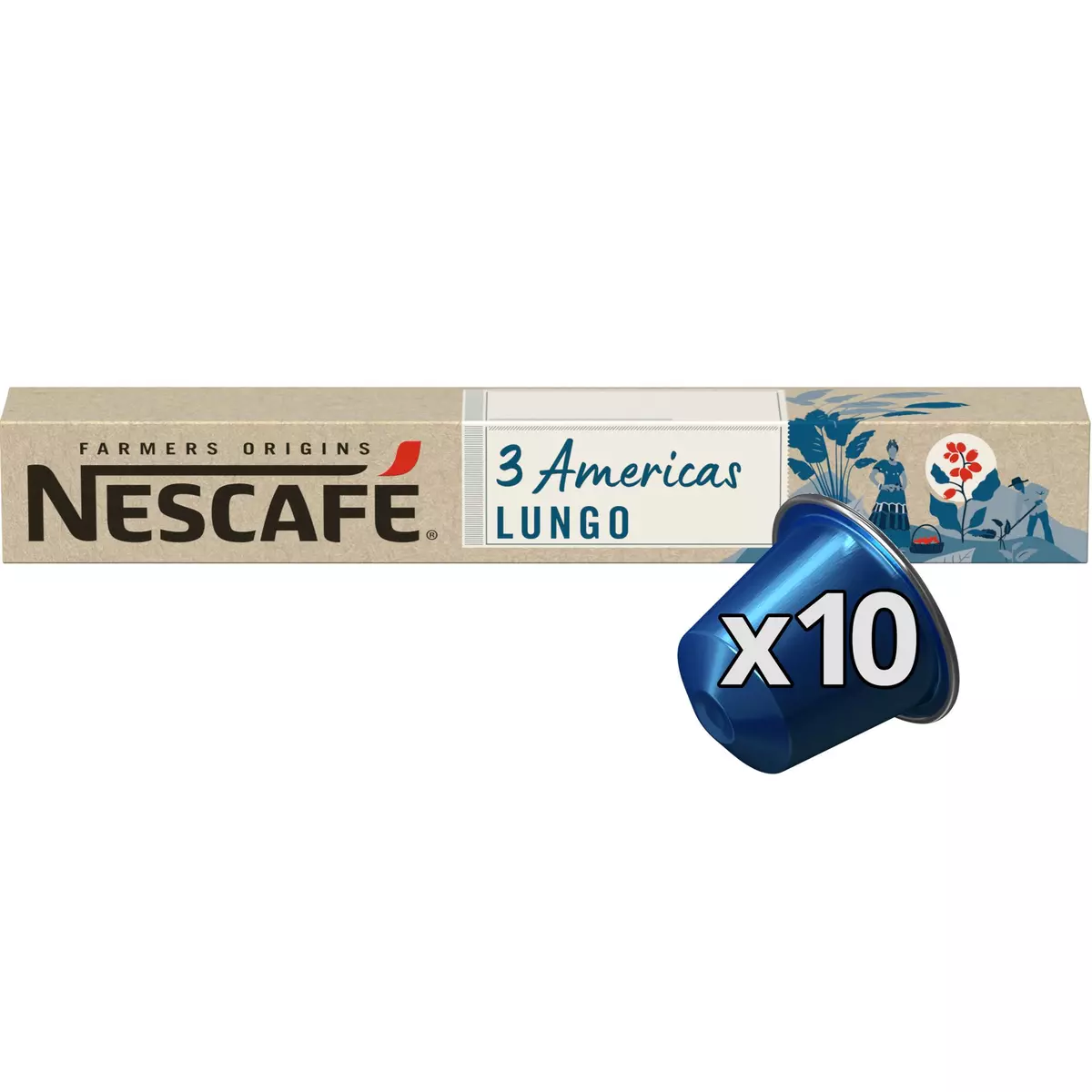 NESCAFE Farmers origins Capsules de café 3 Americas Lungo intensité 8 compatibles Nespresso 10 capsules 54g