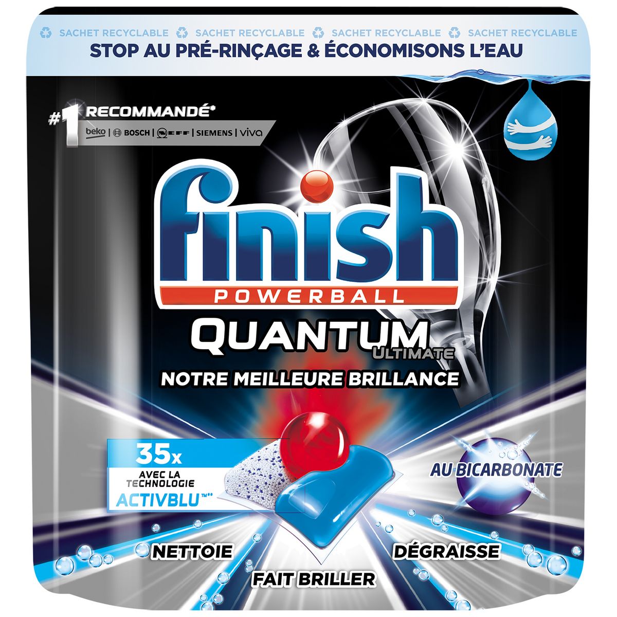 FINISH Tablette pour lave-vaisselle au bicarbonate 35 lavages 35 tablettes