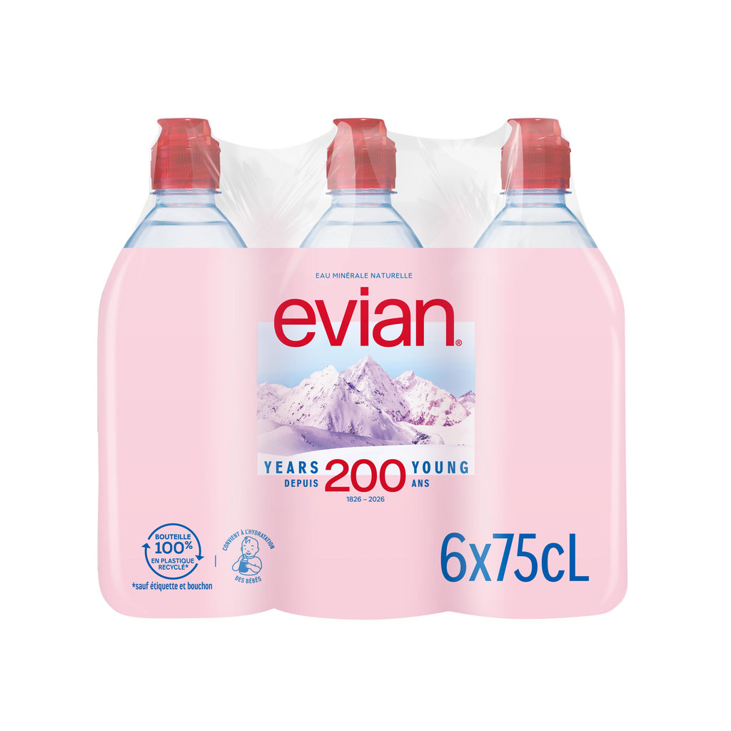 EVIAN Eau minérale naturelle plate bouteille 6x75cl