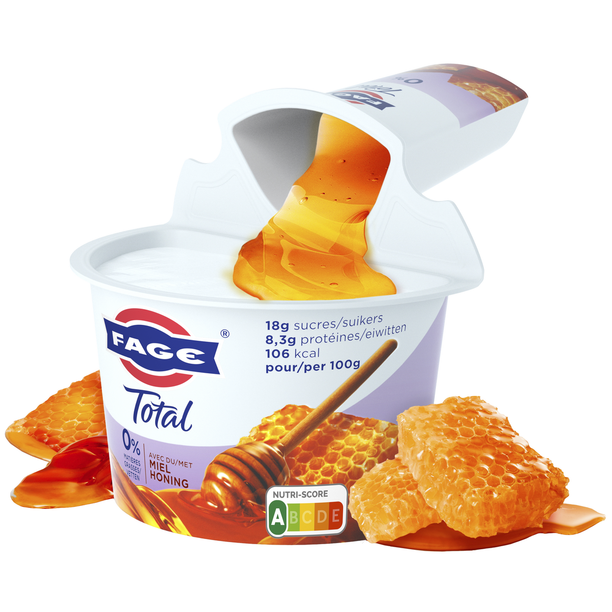 FAGE Yaourt grec au miel 0% MG 170g