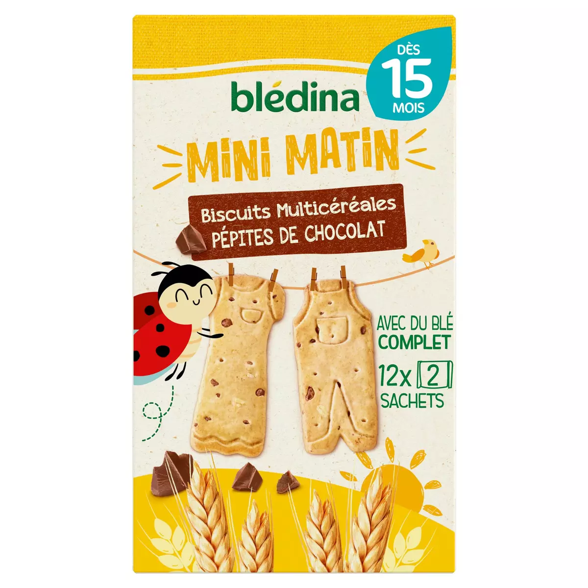 BLEDINA Mini matin biscuits multicéréales pépites de chocolat dès 15 mois 12 sachets 168g