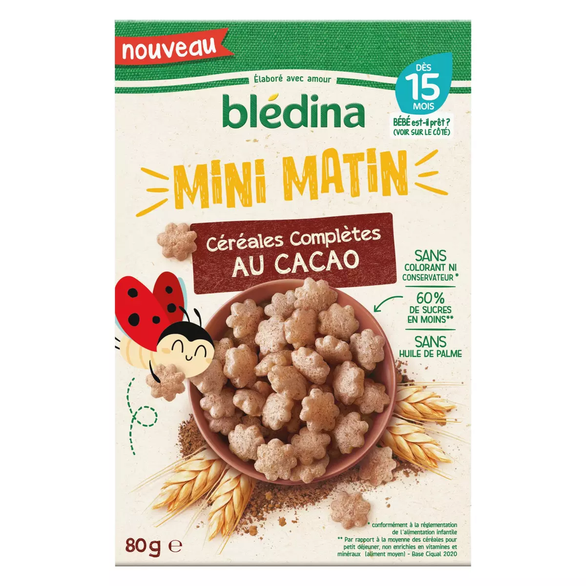 BLEDINA Mini matin céréales complètes au cacao dès 15 mois 80g