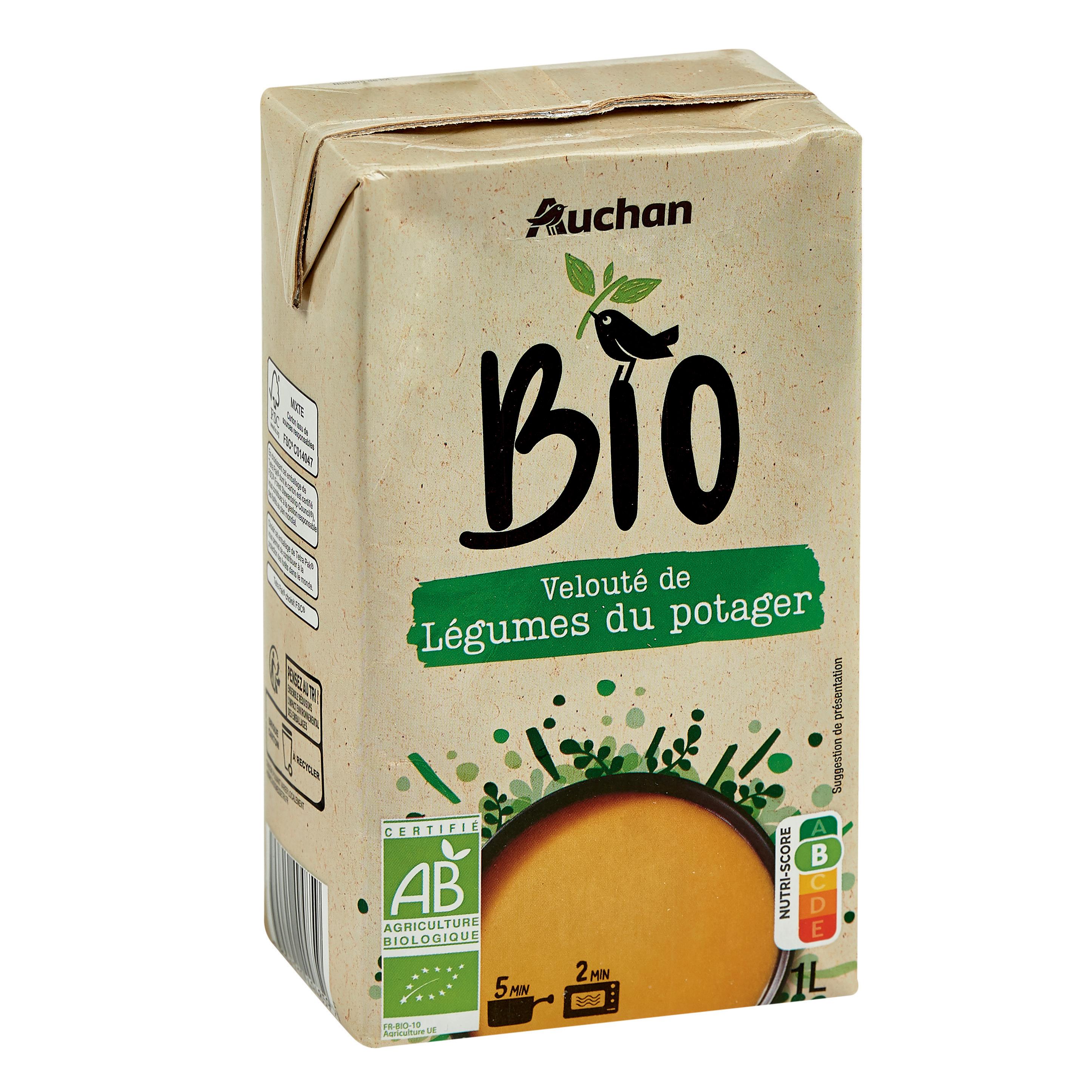 Voir la diapositive 2 : AUCHAN BIO Velouté de légumes du potager 4 personnes 1l