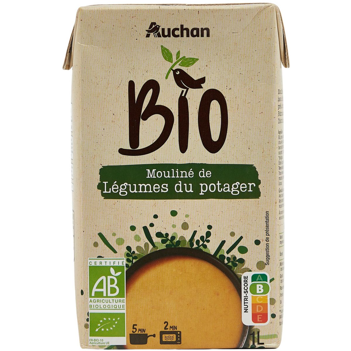AUCHAN BIO Soupe moulinée du potager 4 personnes 1l