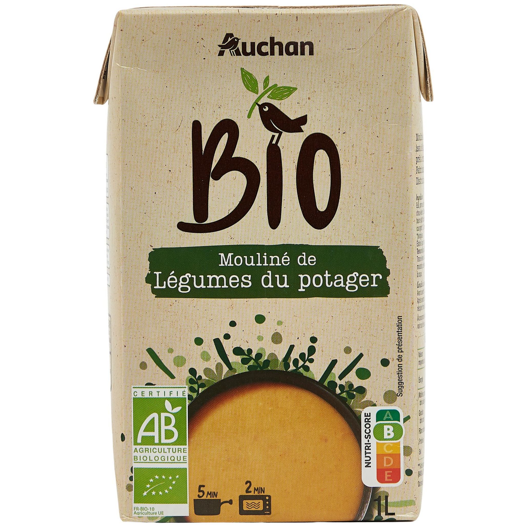 Voir la diapositive 2 : AUCHAN BIO Soupe moulinée du potager 4 personnes 1l