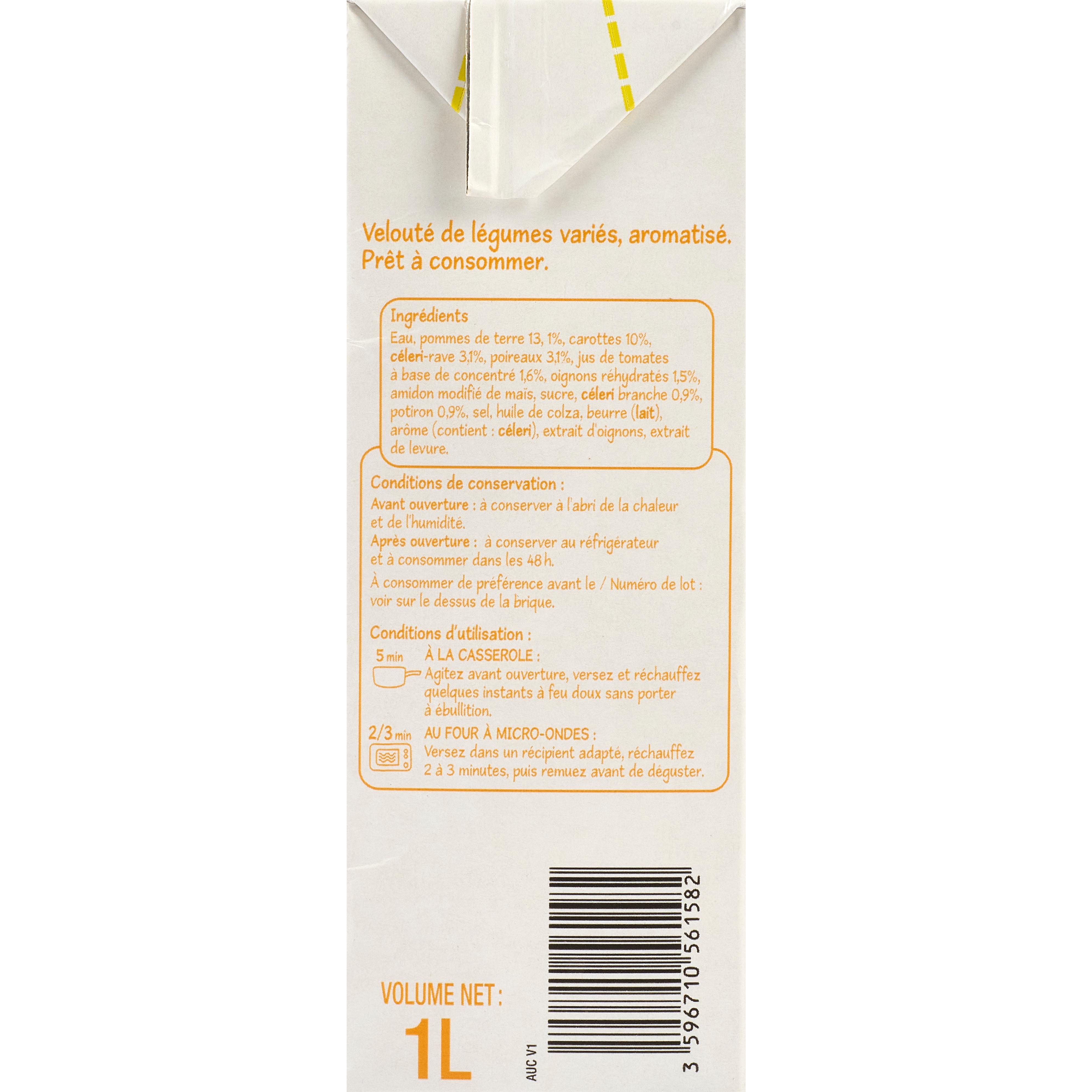 Voir la diapositive 3 : POUCE Velouté de légumes 4 personnes 1l