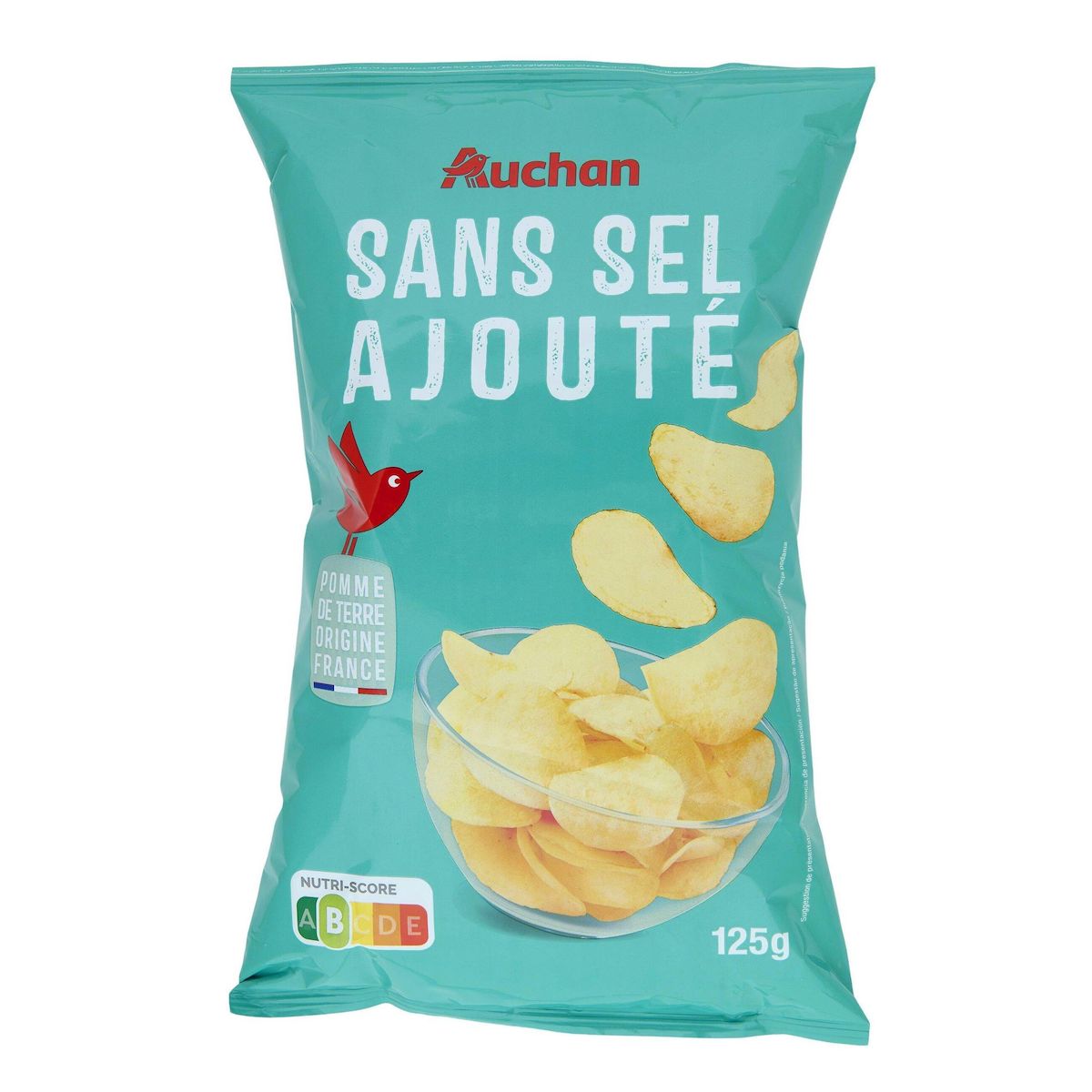 AUCHAN Chips sans sel ajouté à l'huile de tournesol 125g