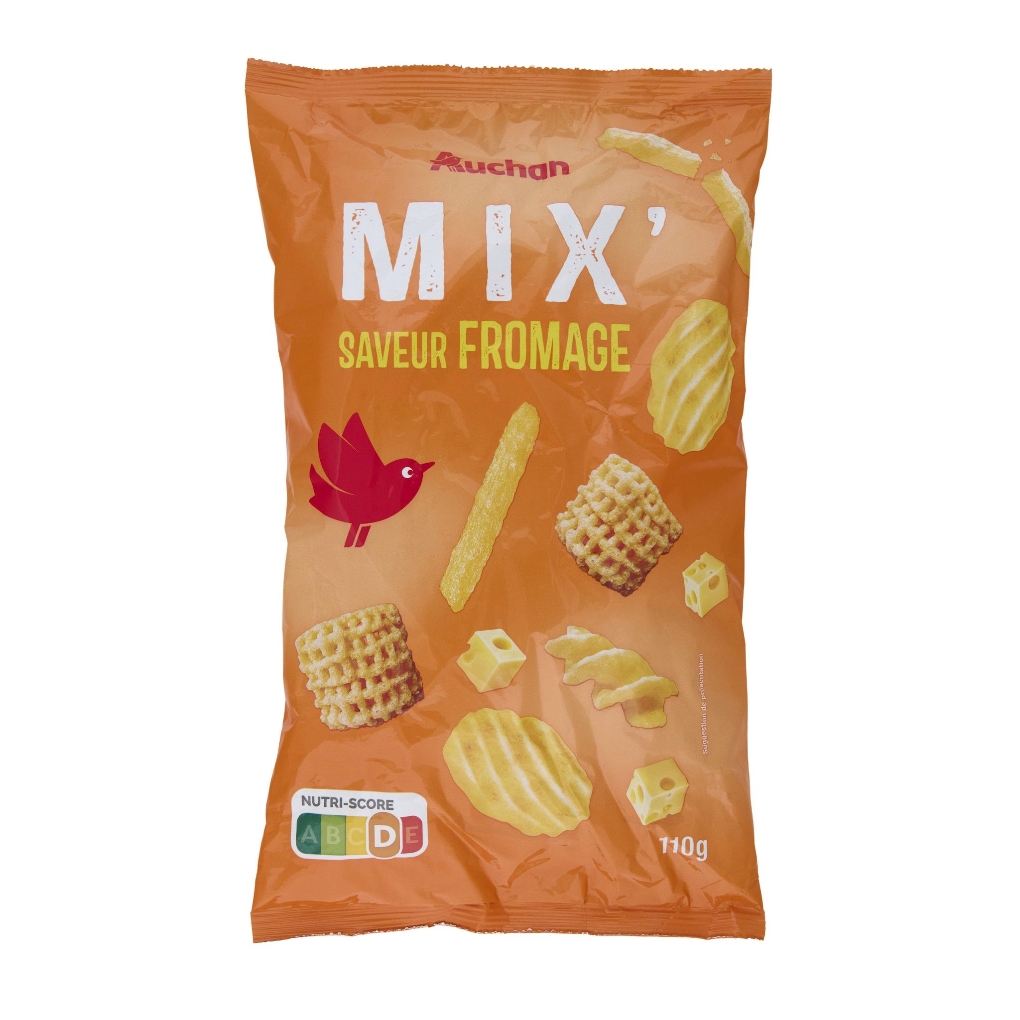 Voir la diapositive 2 : AUCHAN Mix' assortiment de biscuits saveur fromage 110g
