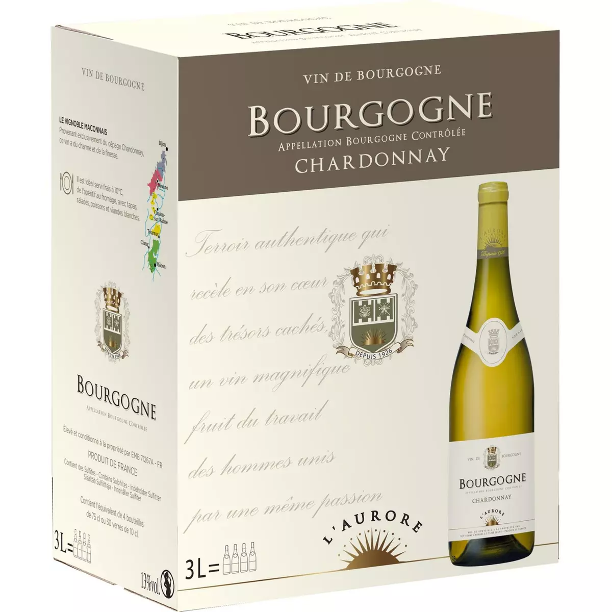 AOP Bourgogne chardonnay l'Aurore blanc bib 3L
