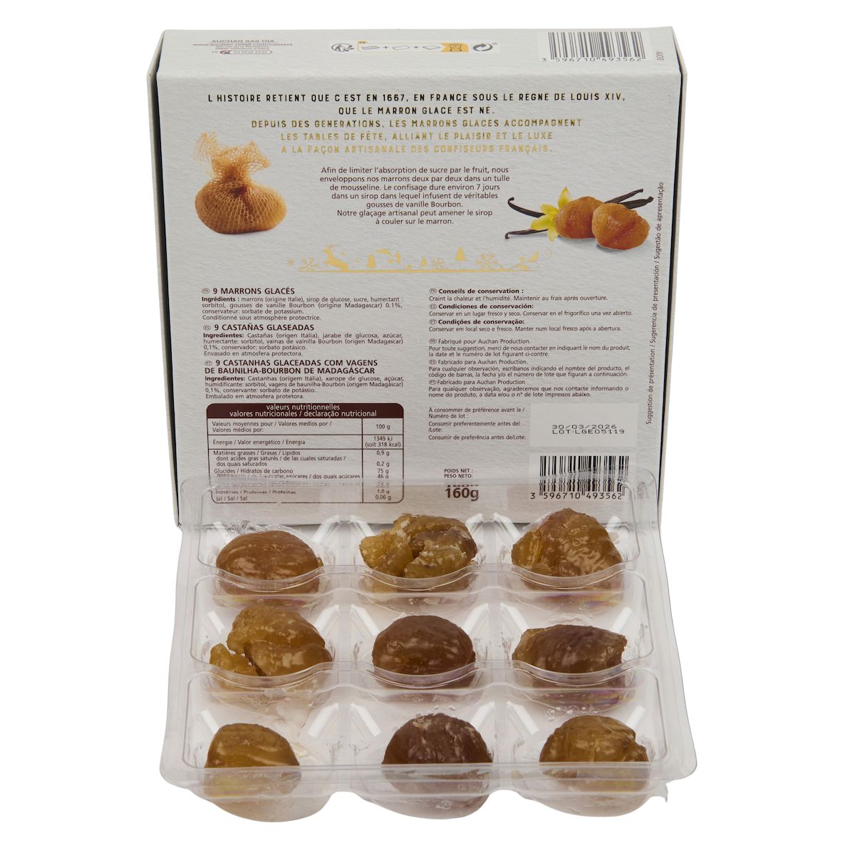 VENDOME Marrons entiers glacés à la vanille de Madagascar 9 pièces 160g