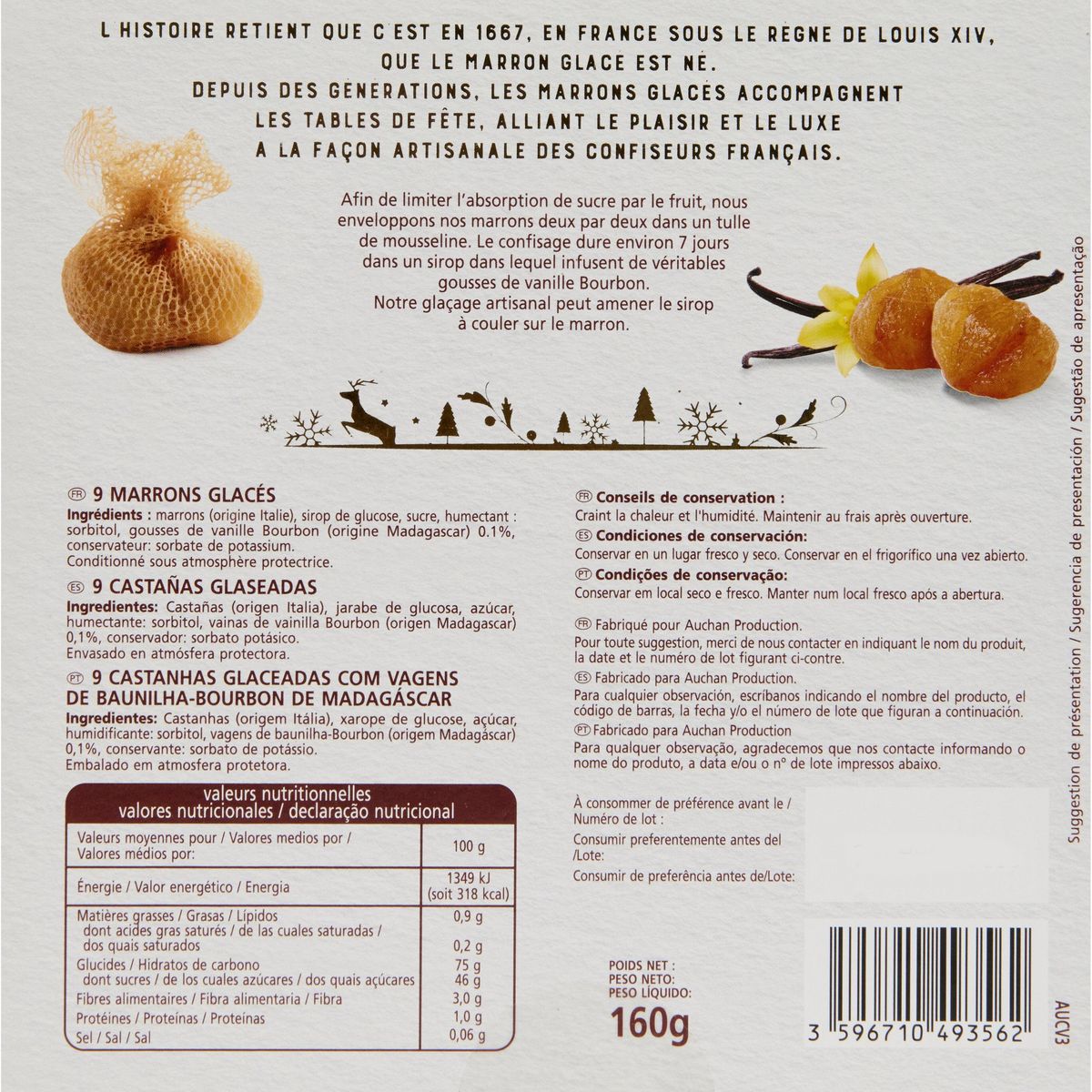 VENDOME Marrons entiers glacés à la vanille de Madagascar 9 pièces 160g