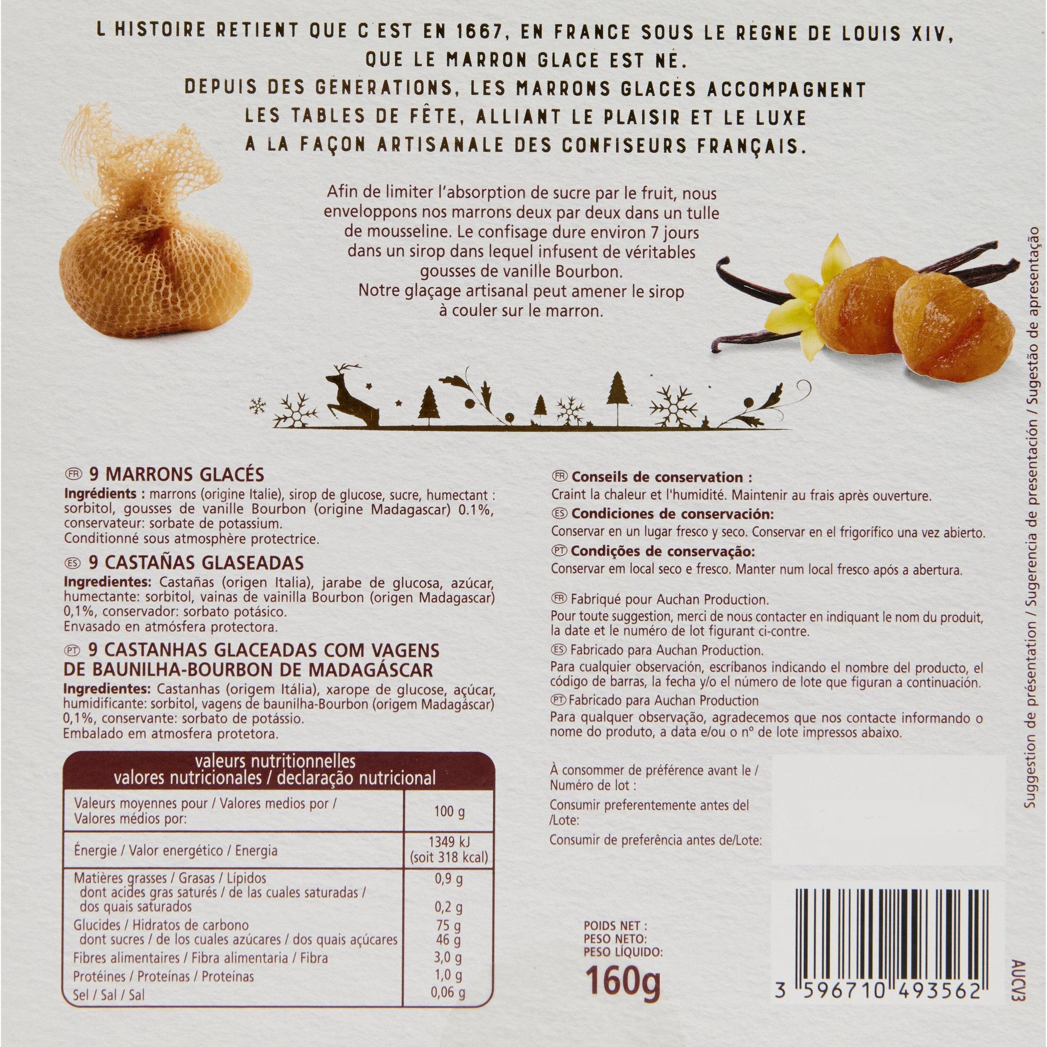 Voir la diapositive 5 : VENDOME Marrons entiers glacés à la vanille de Madagascar 9 pièces 160g