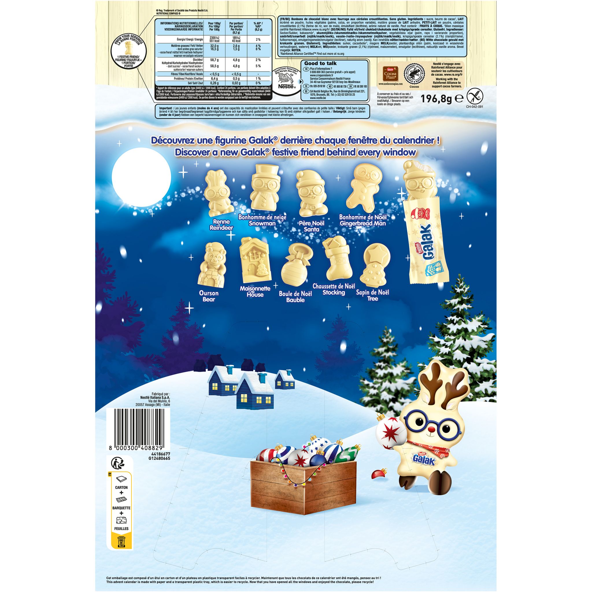 Voir la diapositive 2 : NESTLE Galak calendrier de l'Avent chocolat blanc 24 pièces 196.8g