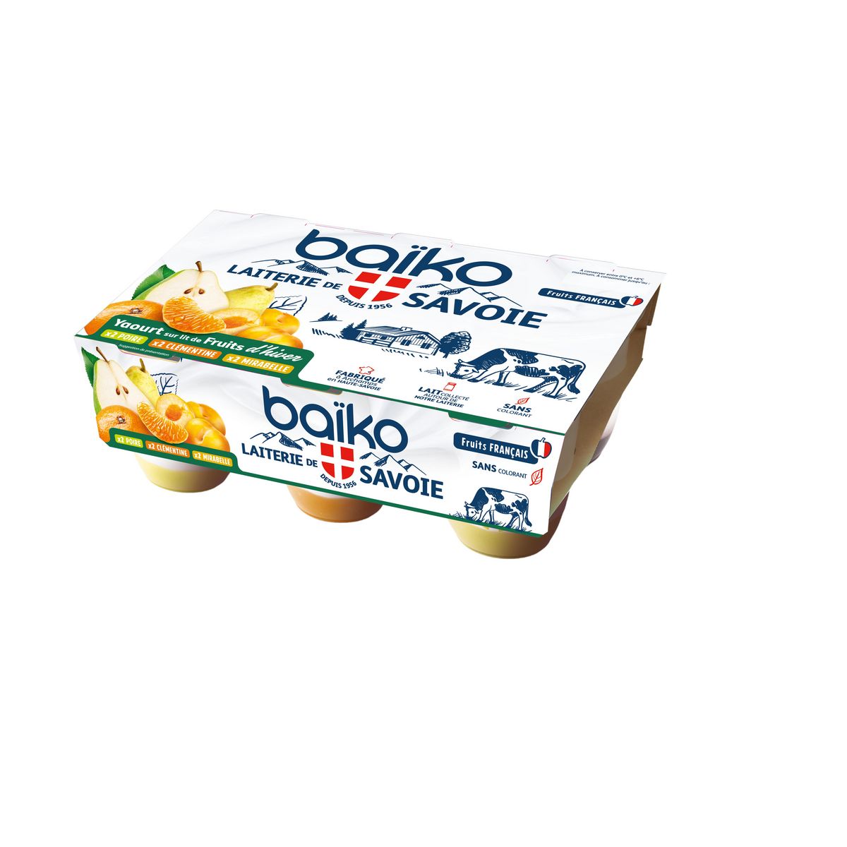 BAIKO Yaourt sur lit de fruits d'hiver citron kiwi poire coing 6x125g